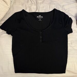 Hollister Black Ribbed Short Sleeve Top